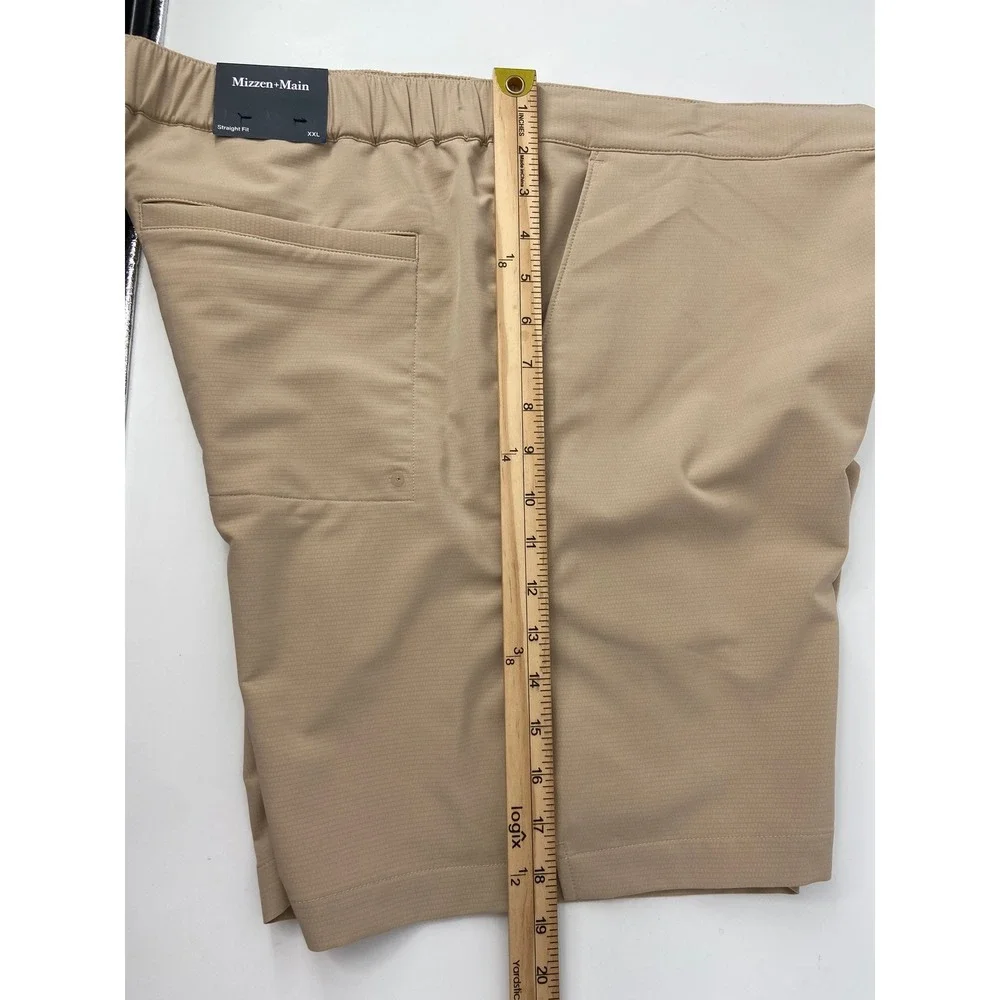 Mizzen+Main Deck Short Mens 2XL Tan Golf Performance Stretch Light Elastic Waist